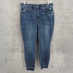 Judy Blue Skinny Fit Jeans 20W Medium Wash Distressed Raw Hem High Rise Stretchy